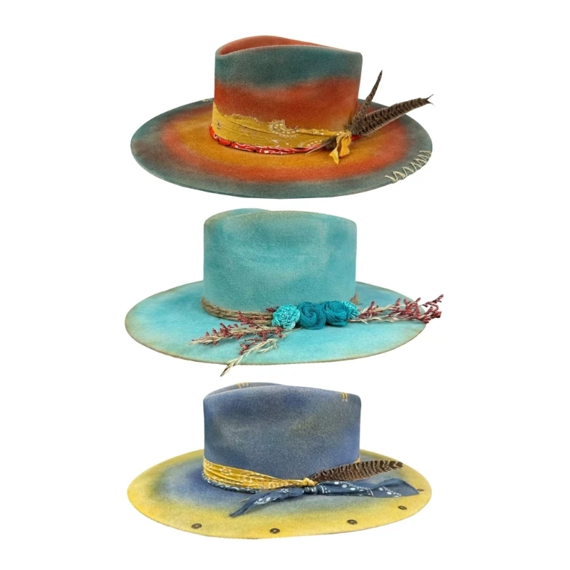 Хомбургский цилиндр с экзотической лентой шерстяной викторианской эпохи