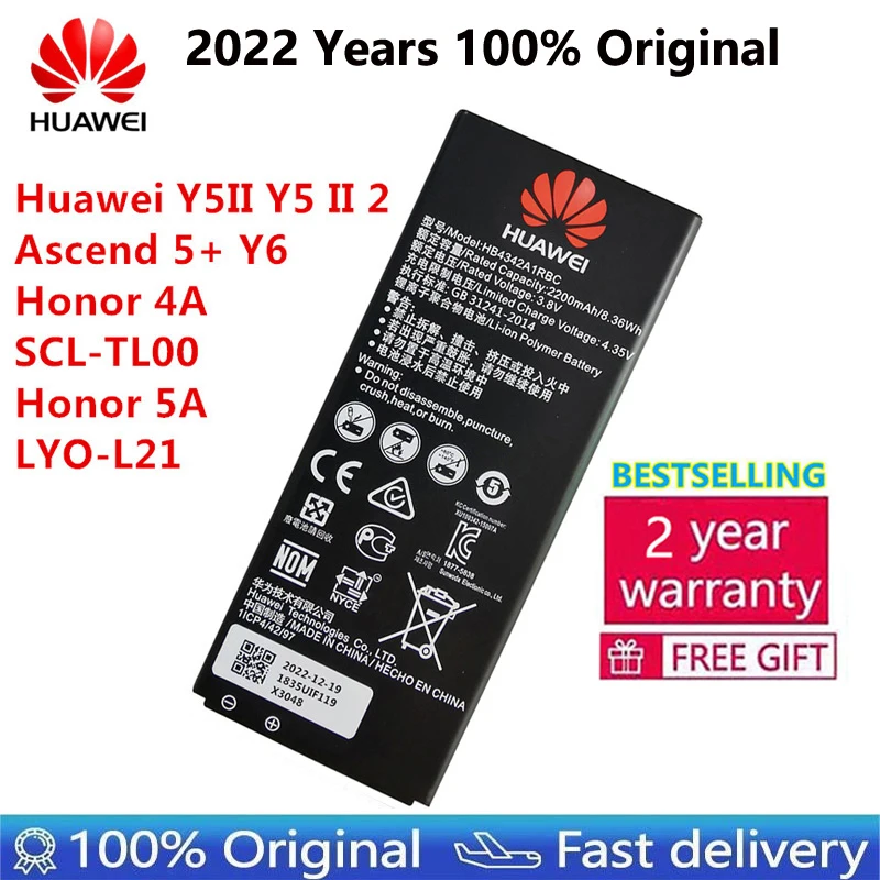 

Оригинальный аккумулятор HB4342A1RBC для Huawei Y5II Y5 II 2 Ascend 5 + Y6 Honor 4A SCL-TL00 Honor 5A LYO-L21 2200mAh
