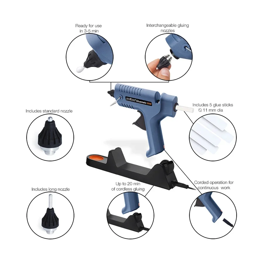 STEINEL 5 шт. регенеративный беспроводной пистолет для термоплавкого клея 220-240 В с 11