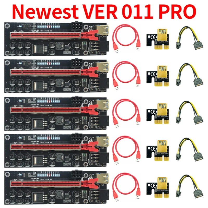 

6 шт. PCIE Riser VER011 USB 3,0 VER 011 Райзер для видеокарты кабельный Райзер PCI Express X16 расширитель адаптер карта для майнинга BTC