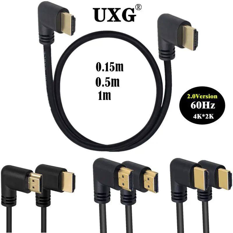 Фото Кабель HDMI 4K 3D с двумя разъемами HDMI, угловой (90 градусов) с левой стороны, с разъемом HDMI (штекер) и разъемом HD (штекер) с правой стороны, для DVD, PS3, ПК №4