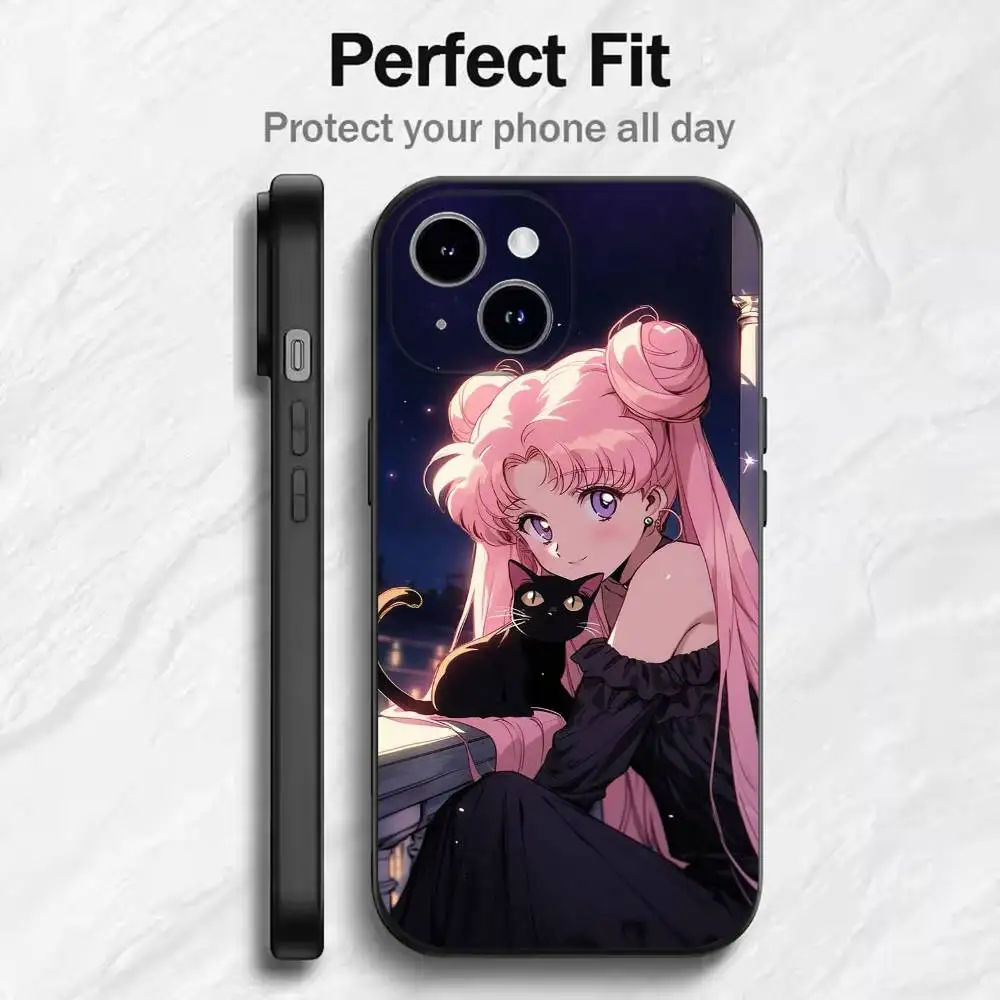Фото Чехол для телефона Sailor Chibi Moo для 17, 16, 15, 14, 13, 12, 11 Mini XS XR X 6S 6 Pro Max Plus, черный мягкий чехол №5