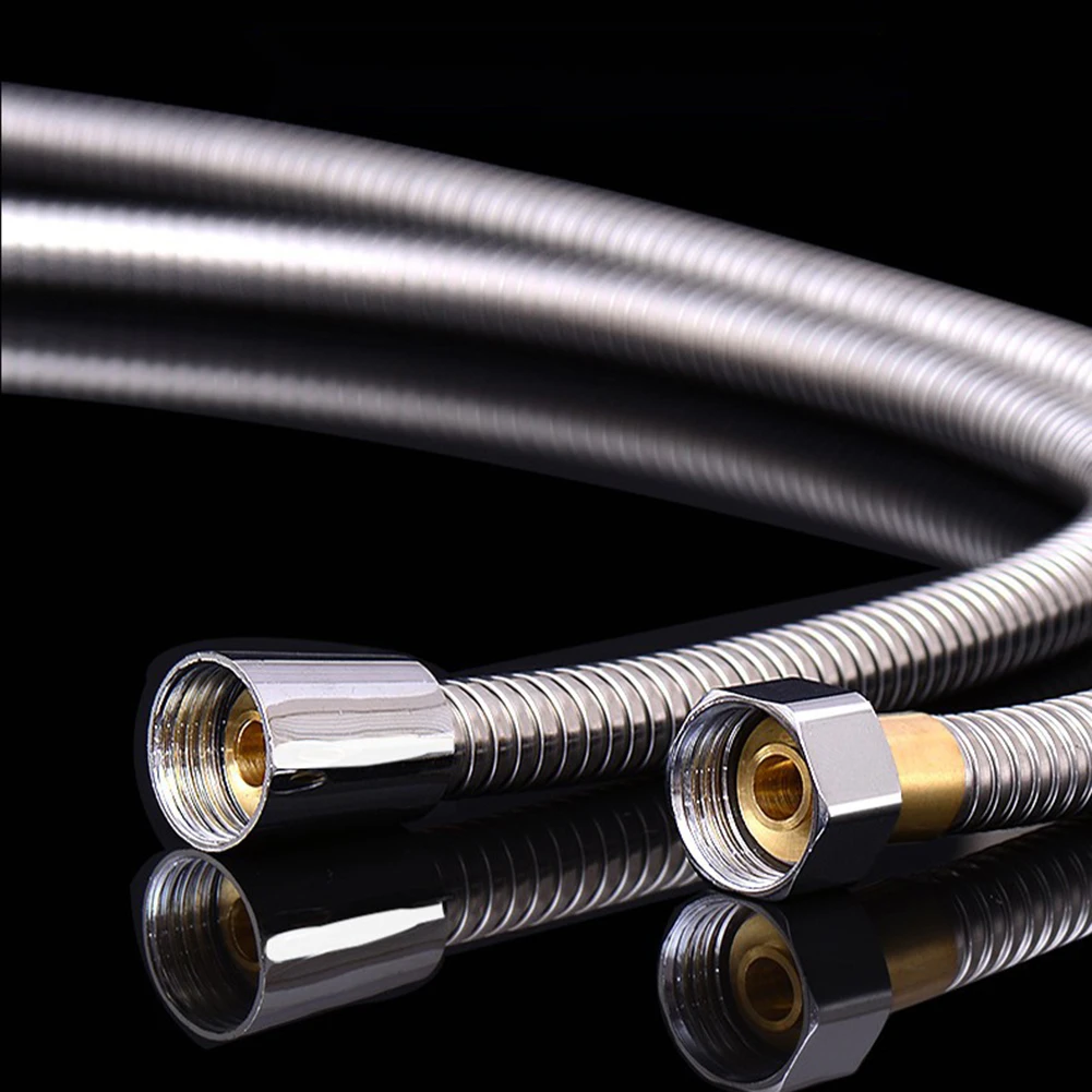 

Flexible 2M Stainless Steel Shower Hose Extra Long Explosion-proof Silver Handheld Shower Anti Winding Suitable Cold Hot Water