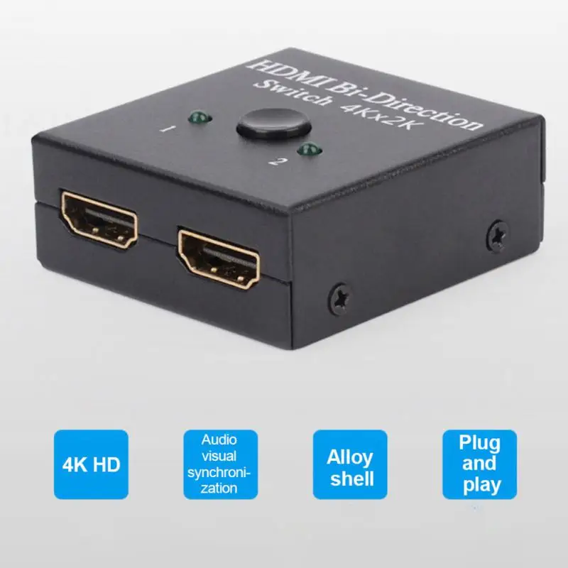 

HDMI-совместимый сплиттер 4K переключатель KVM двунаправленный 1x 2/2x1 HDMI-совместимый коммутатор 2 в 1 для переключателя ТВ-приставки