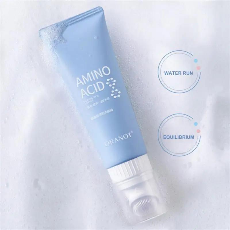 

1PC Amino Acid Cleansing Milk Deep Cleansing Moisturizing Shrink Pores Oil Control Whitening Silicone Brush Head Facial Cleanser