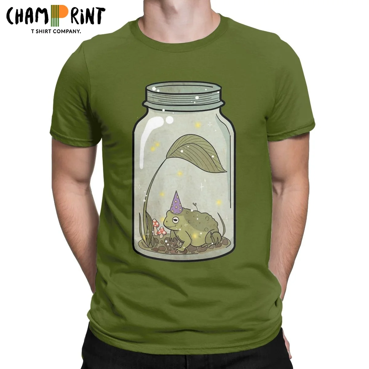 

Хлопковая футболка Cottagecore в эстетике Мужская, 100% хлопок, новинка, футболки с круглым вырезом, волшебная лягушка в Мейсоне, футболка с коротким рукавом, одежда