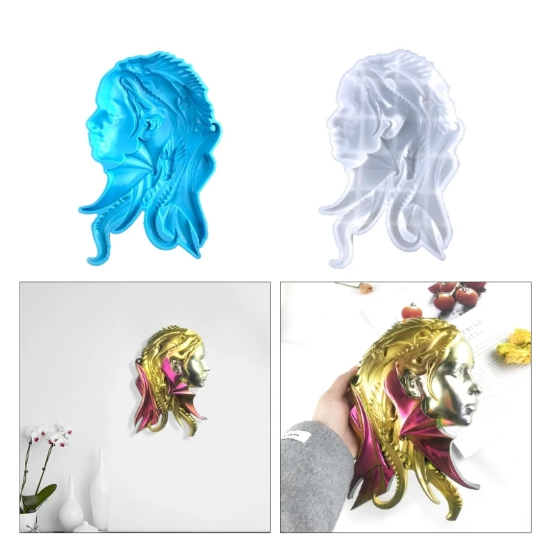 

Форма для украшения стен из смолы, силиконовая форма для украшения стен из эпоксидной смолы, форма для литья из смолы дракона-девочки, формы для декоративных поделок T8DE