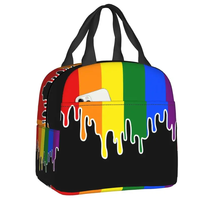 

Gay Pride Flag Drip Insulated Lunch Bags LGBT Rainbow Lesbian Resuable Cooler Thermal Food Lunch Box Outdoor Camping Travel