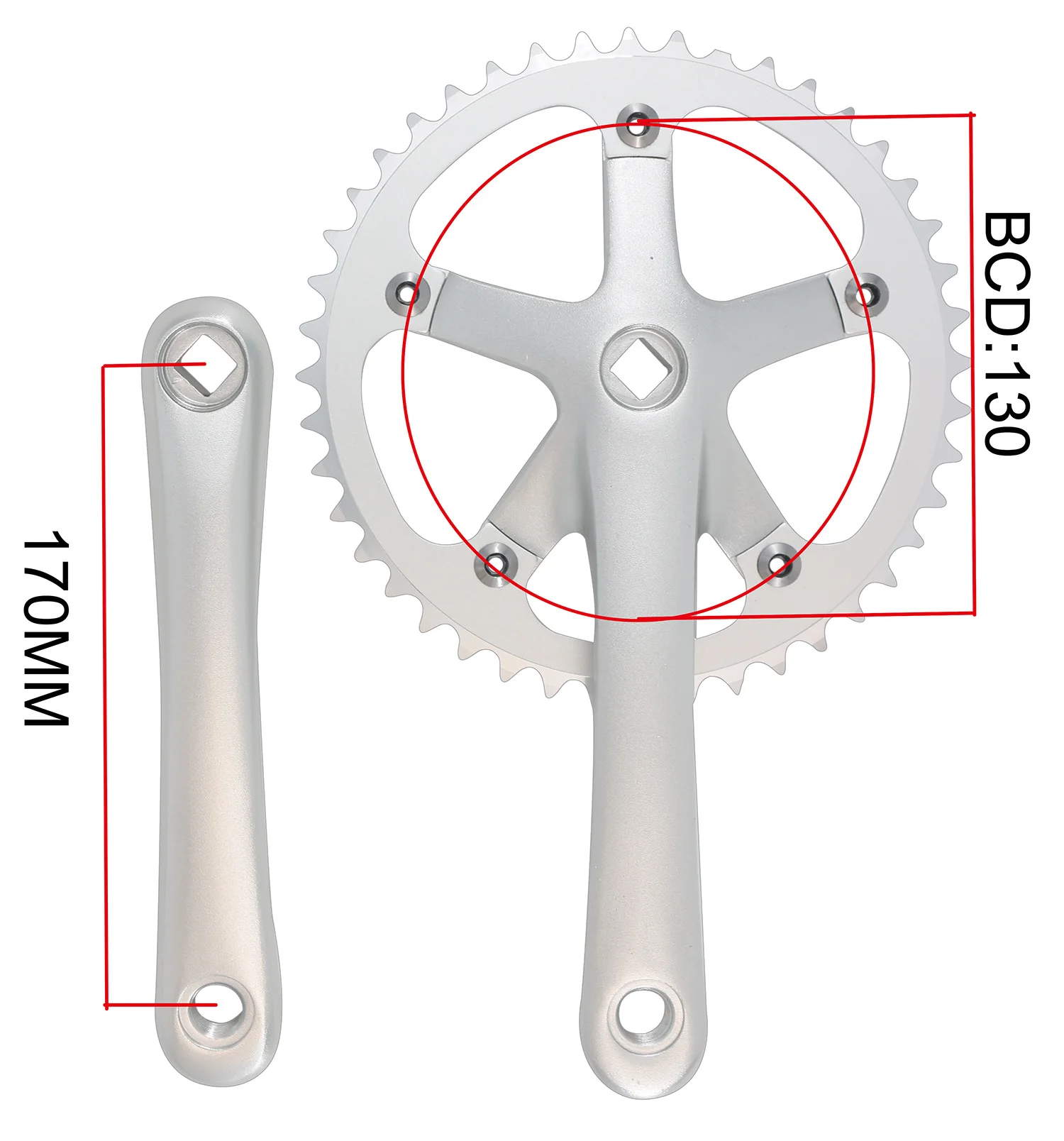 Велосипедный кривошипный набор одинарный зубчатый диск 44T 130BCD 170 мм подходит для