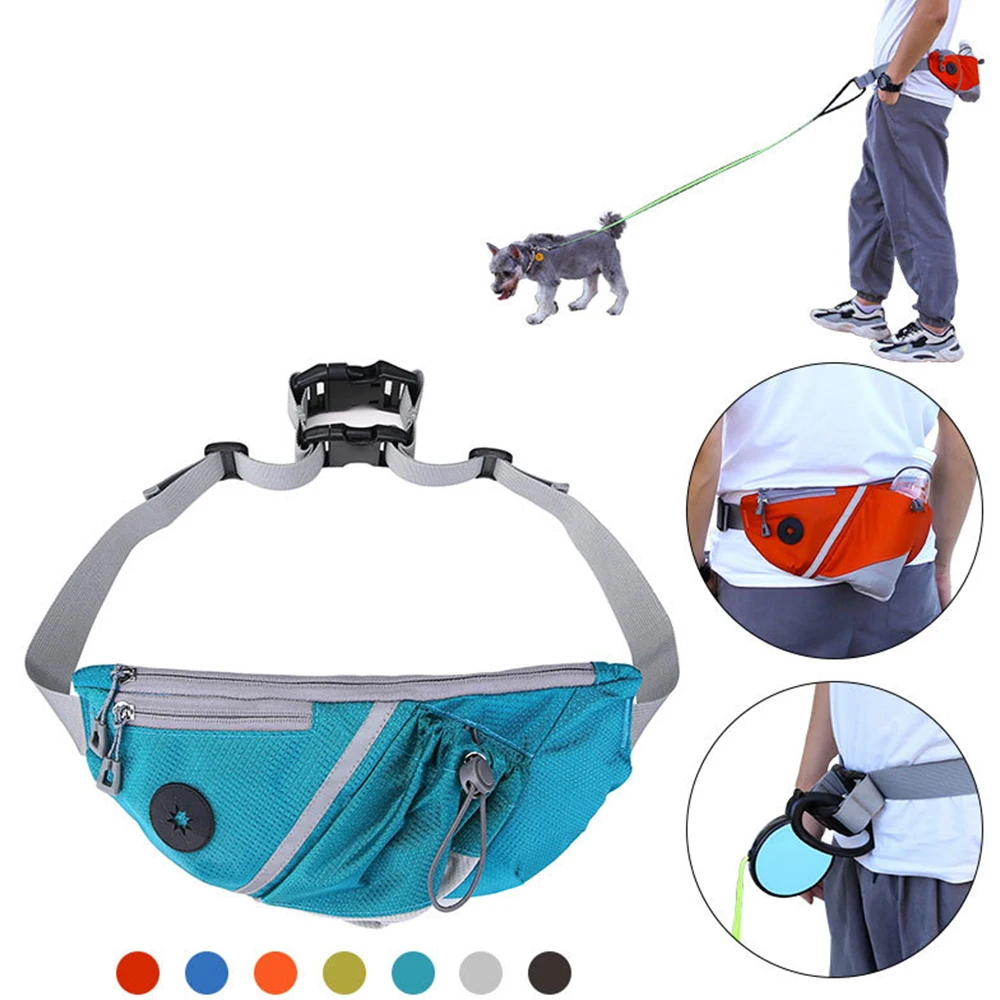 

Hands Free Dogs Treat Pouch Bag with Built-in Poop Bag Dispenser Dog Fanny Pack with Adjustable Waist Strap Dog Training Pouch