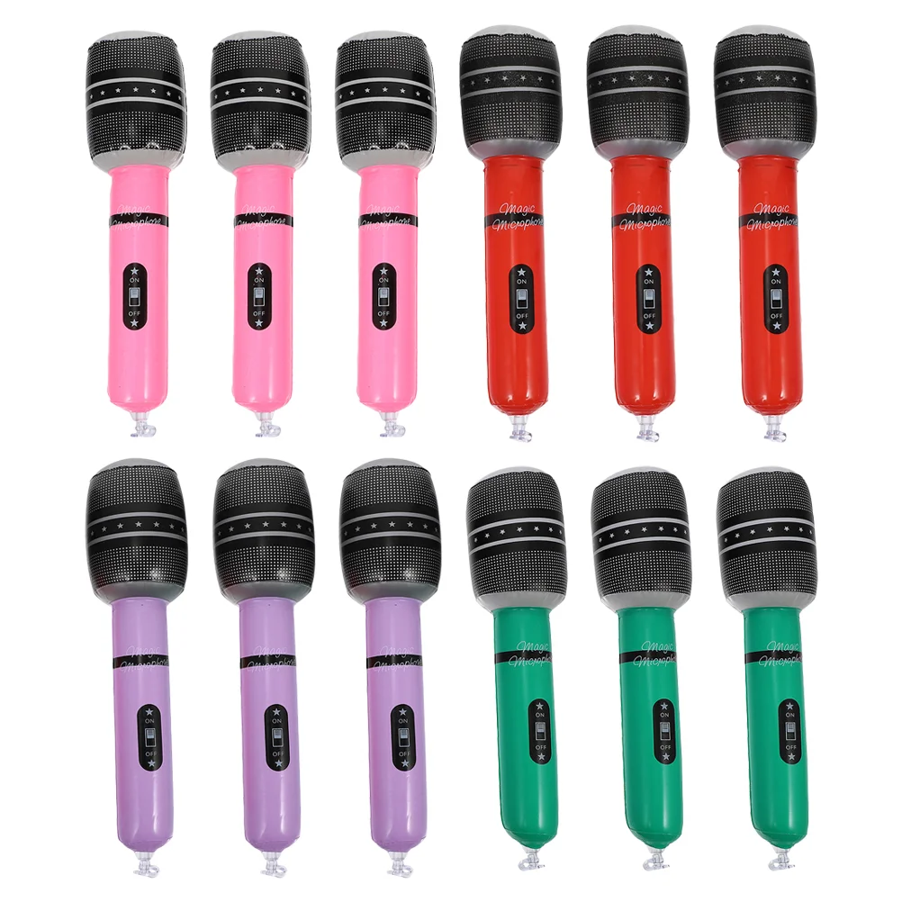 

12pcs Fake Inflatable Microphone Children Party Inflatable Microphone (Random Color)