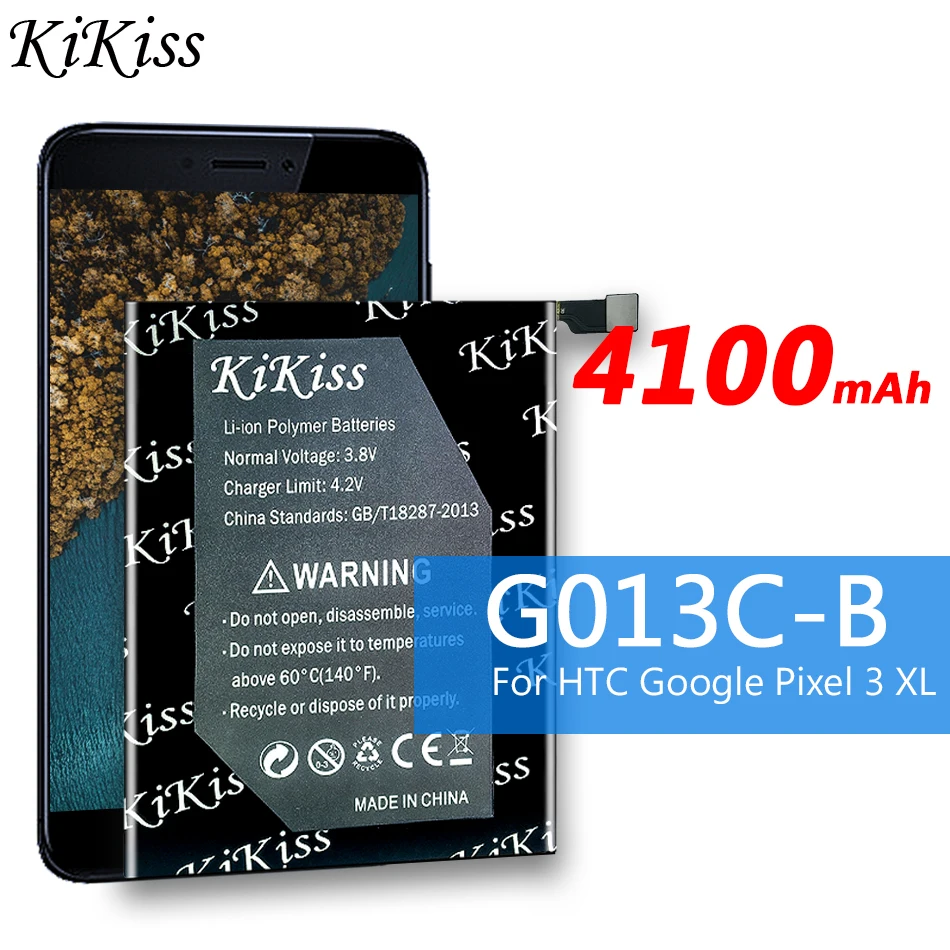 

KiKiss G013C-B Go13C-B C1 G013CB Phone Replacement Battery For HTC Google Pixel 3 XL 3XL Pixel3XL Batteries 4100mAh