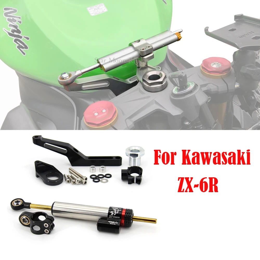 

For Kawasaki ZX-6R CNC Motorcycle Steering Stabilize Damper Bracket Mount ZX6R 2009 - 2019 2018 2017 2016 2015 2014 2013 2012