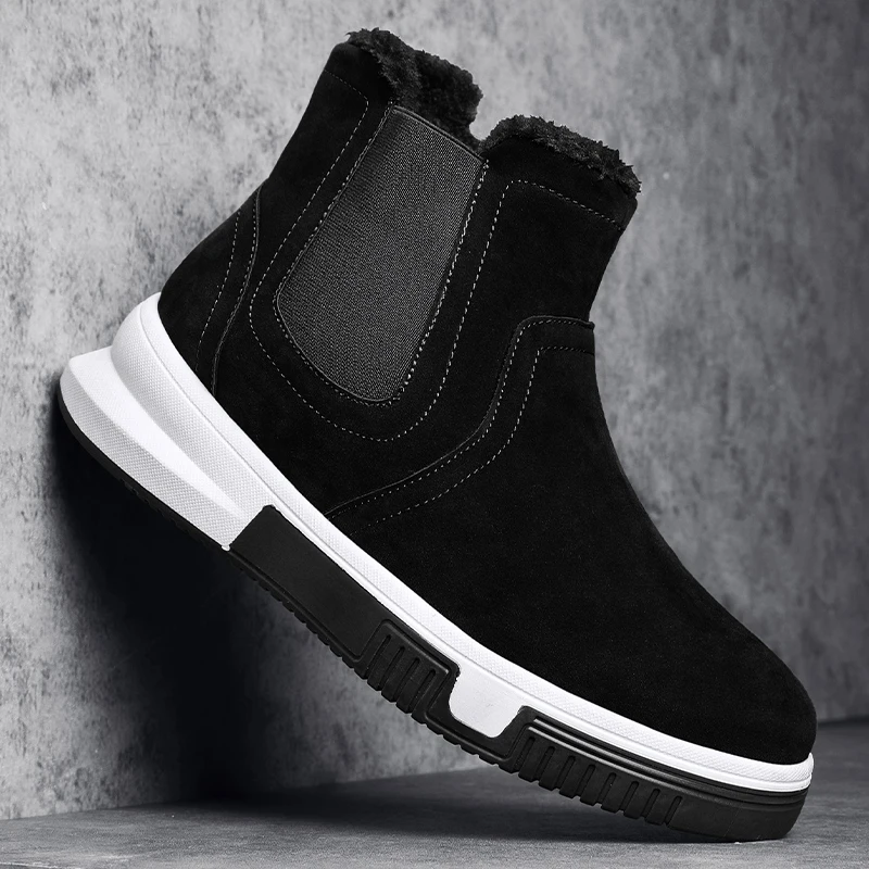 

Plush Warm Cotton Shoes Men High Top Snow Boots Men Shoes Slip On Ankle Botas Non-slip Casual Shoes Men Mocassin Flats Sneakers