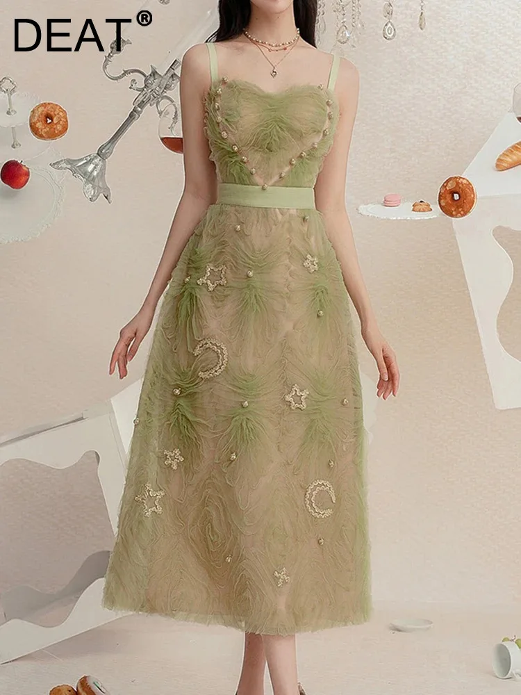 Женское Сетчатое платье на бретельках DEAT модное однотонное средней длины молнии