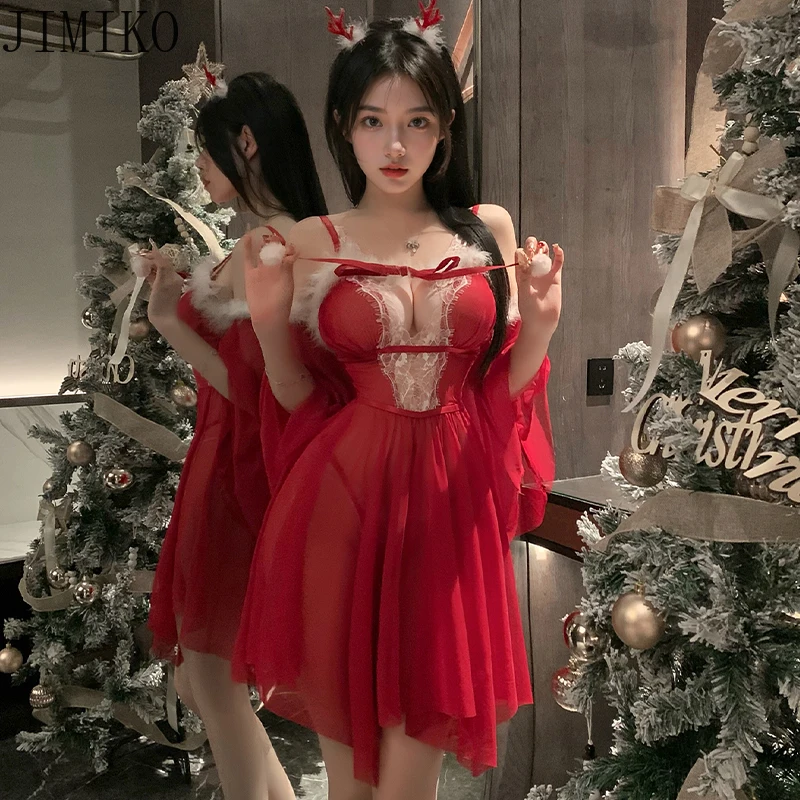 Женское эротическое белье красное рождественское платье без рукавов на