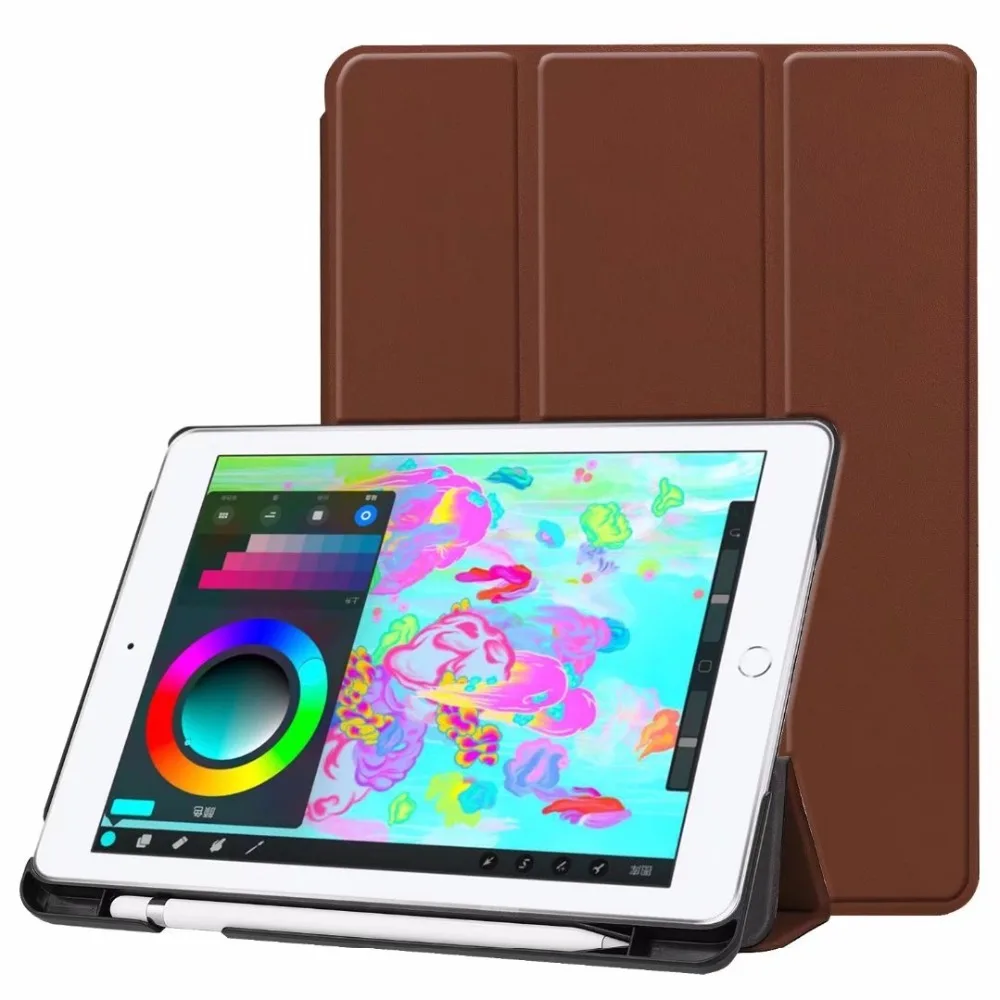

Case with Apple Pencil Holder for IPad 9.7 2017 2018 A1822 A1823 A1893 Tablet Smart Cover for Ipad 5/6 Air Air2 Stand Shell+pen