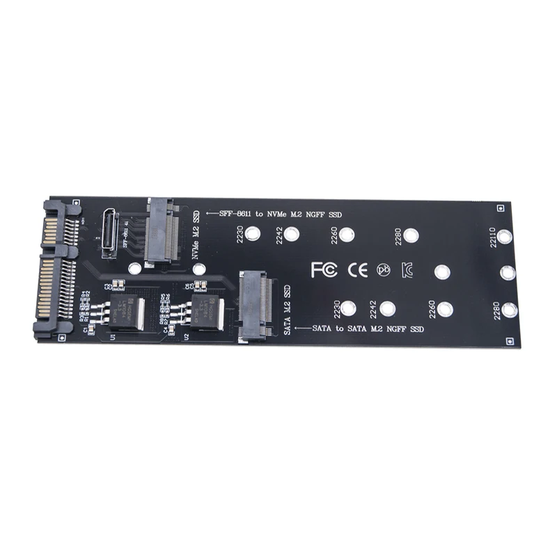 Ключ M.2 SATA B к + NVME M Key SFF-8611 Oculink Riser Карта расширения SSD-адаптер поддерживает 2230 2242 2260