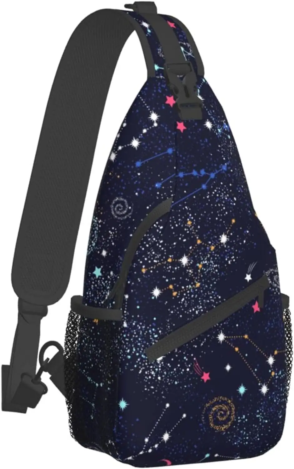 

Space Galaxy Constellation Zodiac Starry Night Stars Sling Backpack Unisex Crossbody Chest Bag Sports Bike Gym Runner Daypack