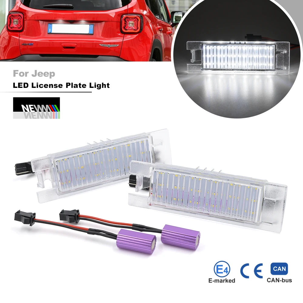 

2 светодиодных фонаря номерного знака Canbus без ошибок для Jeep Renegade 2014 2015 2016 2017 2018 2019 2020 2021