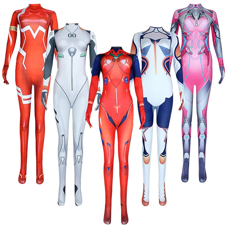 

Asuka Langley Soryu Ayanami Rei Zero Two Dva Cosplay Costume Asuka Test Jumpsuit Zentai Suit Anime Bodysuit Women anime cosplay