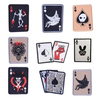 diy playing cards embroidered patches on heat transfer appliques patch clothes badge stickers for backpack printed stripe decal