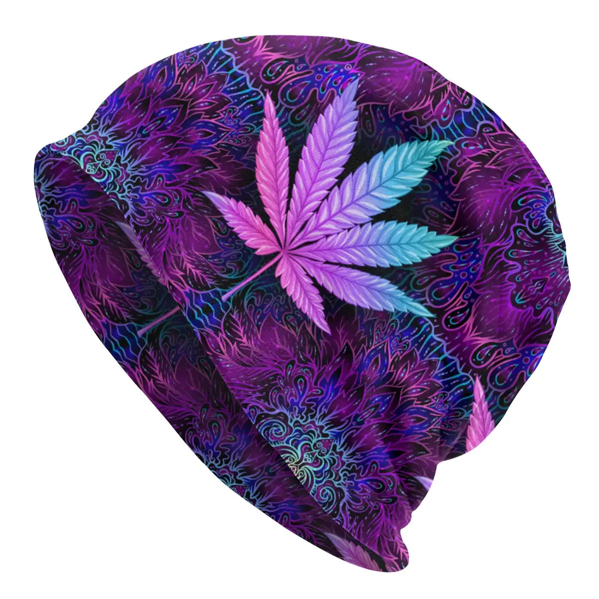 

Neon Cannabis Leaves Bonnet Hats Marijuana Weed Leaf Knit Hat Street Skullies Beanies Hats Unisex Adult Spring Warm Dual-use Cap