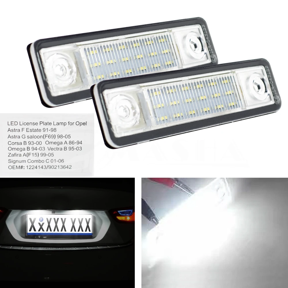 

2Pcs Number License Plate Light Lamp For Opel Astra Estate saloon Corsa Omega Vectra Zafira Signum Led Number Plate Xenon Parts
