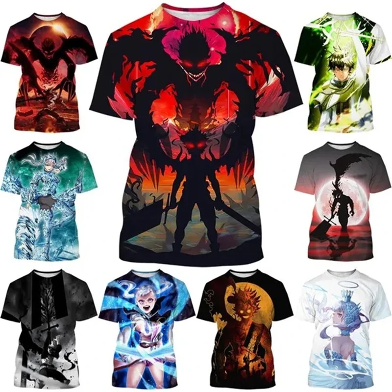 

Men Fashion Anime Black Clover 3D Printed T Shirt Summer Short Sleeve Men Women Chilren T Shirt Clover Graphic Round Neck Tops