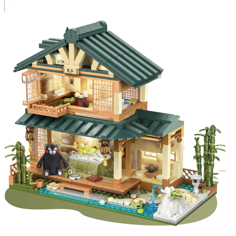 

Конструктор «сделай сам» с изображением города и улицы, модель японского мультяшного медведя, конструктор в сборе, игрушка для детей, рожде...