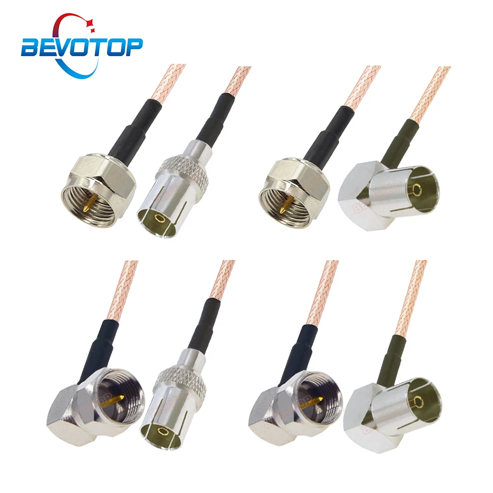 

RG316 F Male to IEC TV Female Jack Straight / Right Angle 90° Connector 50 Ohm RF Coaxial Cable Extension Cord Pigtail Jumper