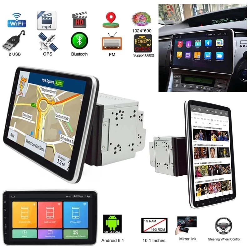 

Автомагнитола 2DIN на Android 10,1, с сенсорным экраном 9,1 дюйма, GPS-навигацией, Wi-Fi, MP5, Bluetooth