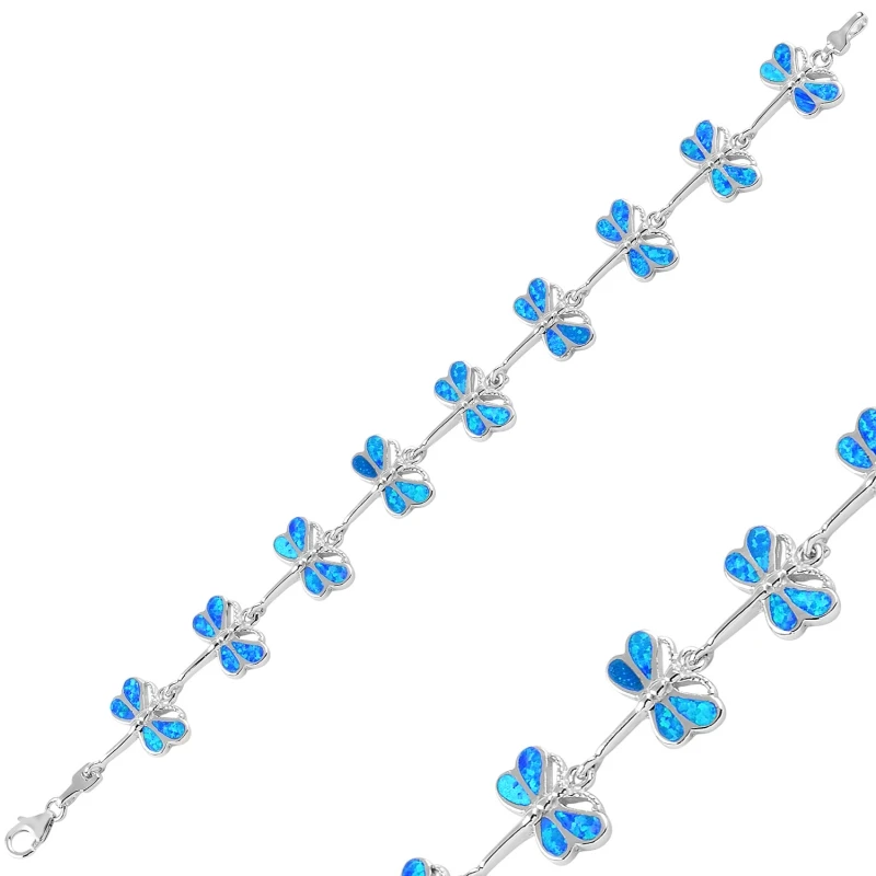 

Silver 925 Sterling Butterfly Opal Gemstone Bracelet