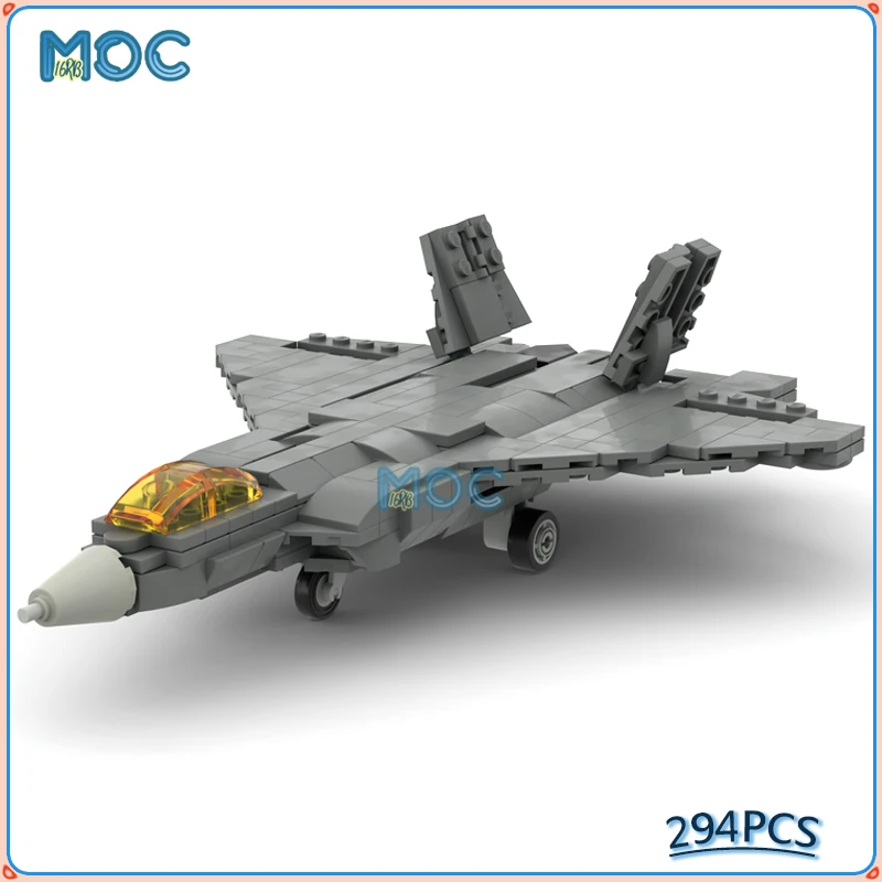 MOC строительные блоки F-22 Raptor V2 военный солдат-стелс наборы боевых самолетов