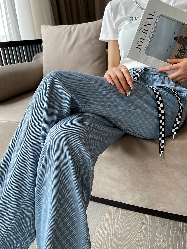 Слаксы женские прямые летние брюки повседневные однотонные с высокой талией