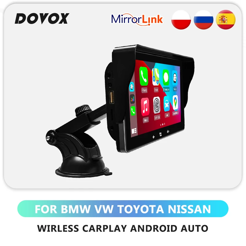 DOVOX Wireless Carplay Android Auto 1din 2din Car Radio Portable Multimedia Player Stereo 7” Screen For BMW VW TOYOTA NISSAN KIA