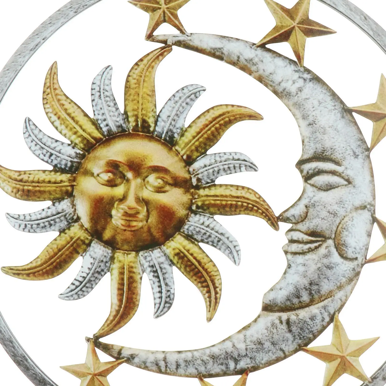 

11 Metal Sun Moon Sculpture Wall Decor Plaque for Garden Bathroom Brown