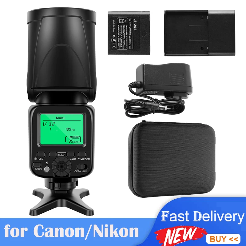 

GVM TTL Li-Ion Вспышка Speedlite для камеры Canon и Nikon