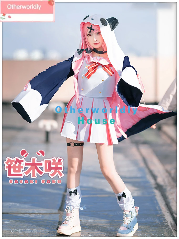 Костюм сасасаки Саку для косплея Vtuber костюм милой панды топ юбка пальто Хэллоуин