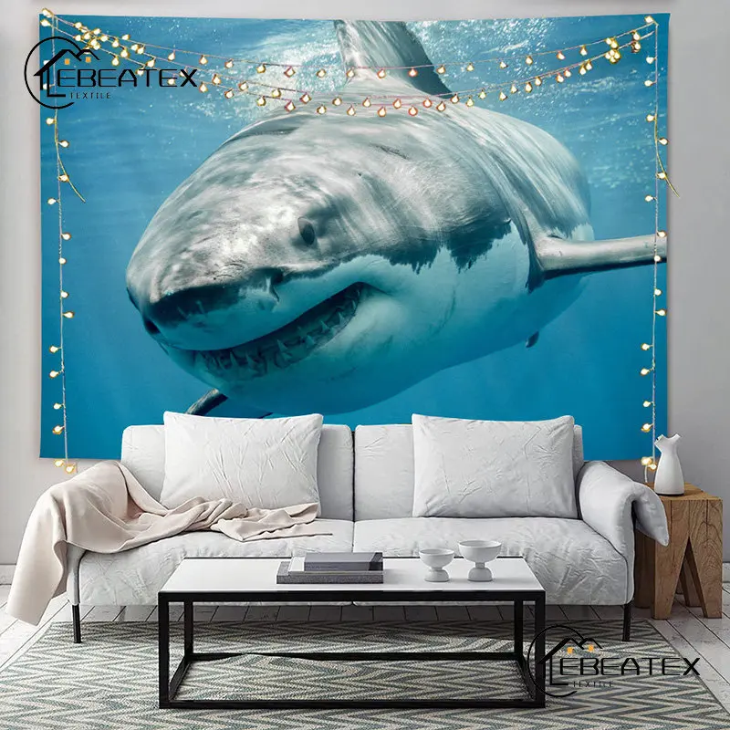 

Big Shark Series Tapestry Wall Hanging on Nature Sea Home Decor Marine Life Background Decoration Bedroom Animal Tapestries