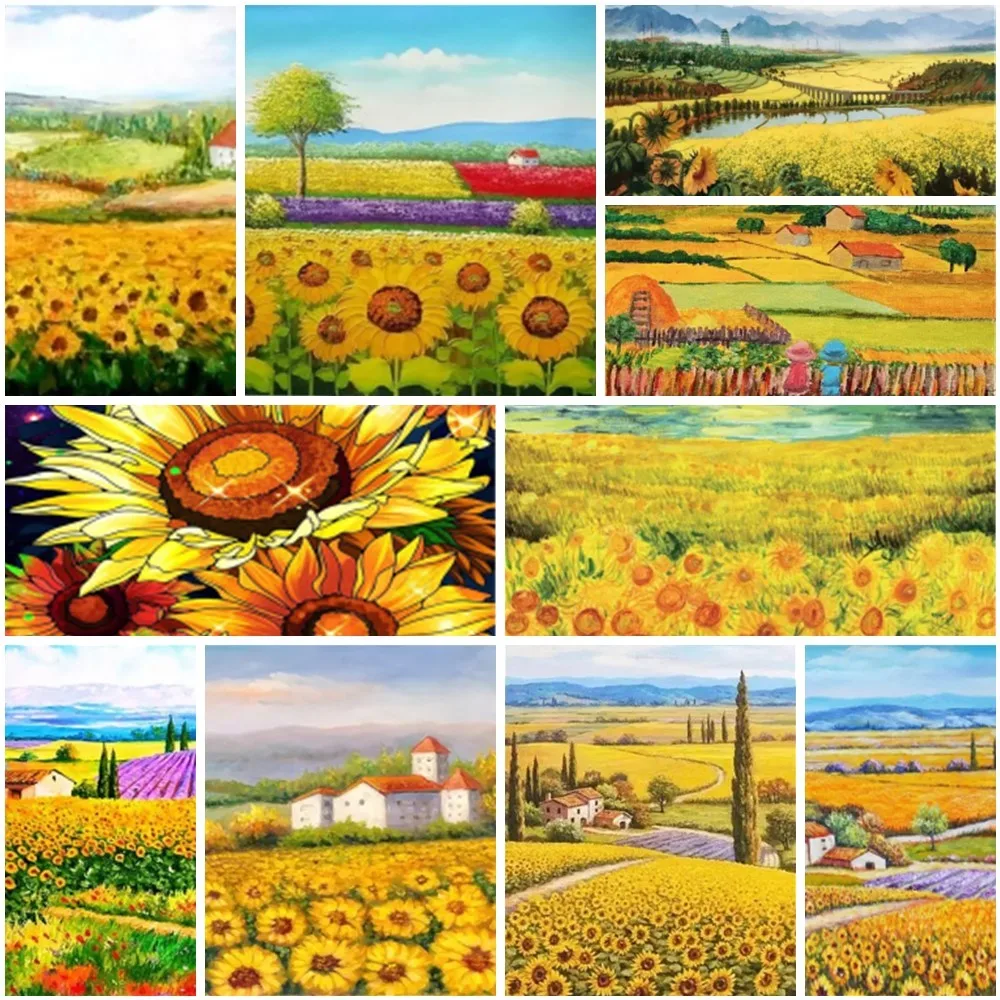 

Flowers Sunflower Landscape Painting By Number Personalized Arts And Crafts For Adults Decoration Home Mother's Gift 2023 NEW