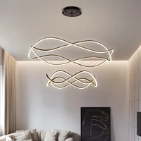 aluminum nordic luxury pendant lights designer golden simple creative led living room light home deco new line art chandelier