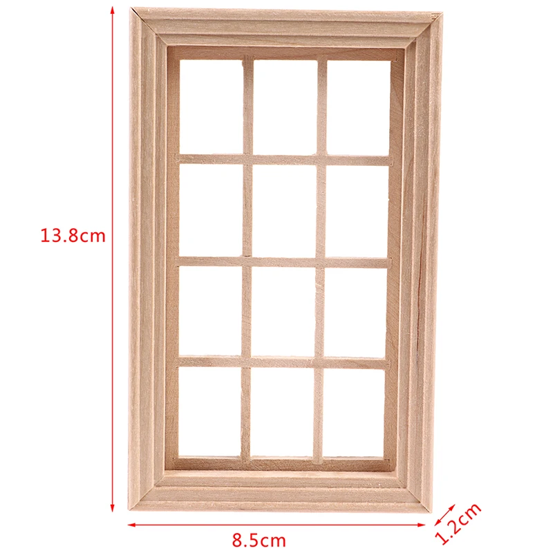 1:12 Dollhouse Mini Blank Door Model Wooden Window Frame Square Windows Can Be Opened Miniature For Doll House Furniture Toys images - 6