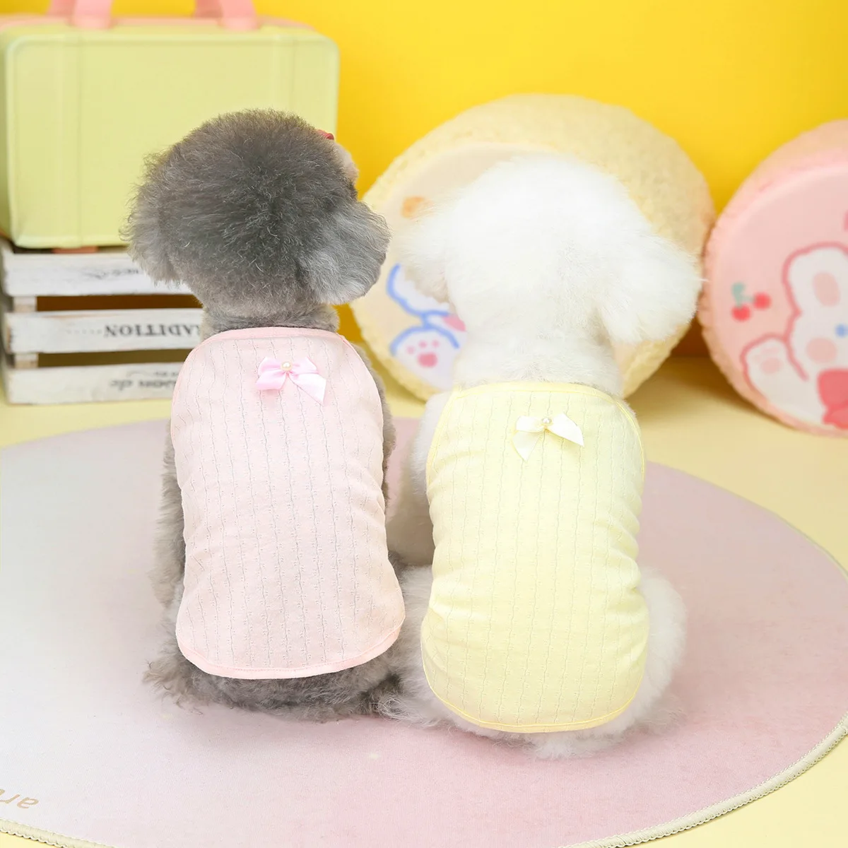 

2023 spring and summer dog clothes pet clothing Teddy Chenery Bichon applicable summer home sling wholesale pet clothes 강아지옷