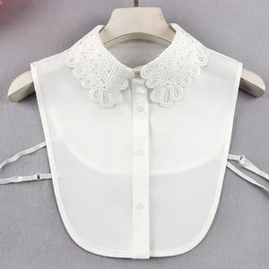 Autumn And Winter New Versatile Wrinkle Resistant Chiffon Embroidered Fake Collar Shirt shirts women
