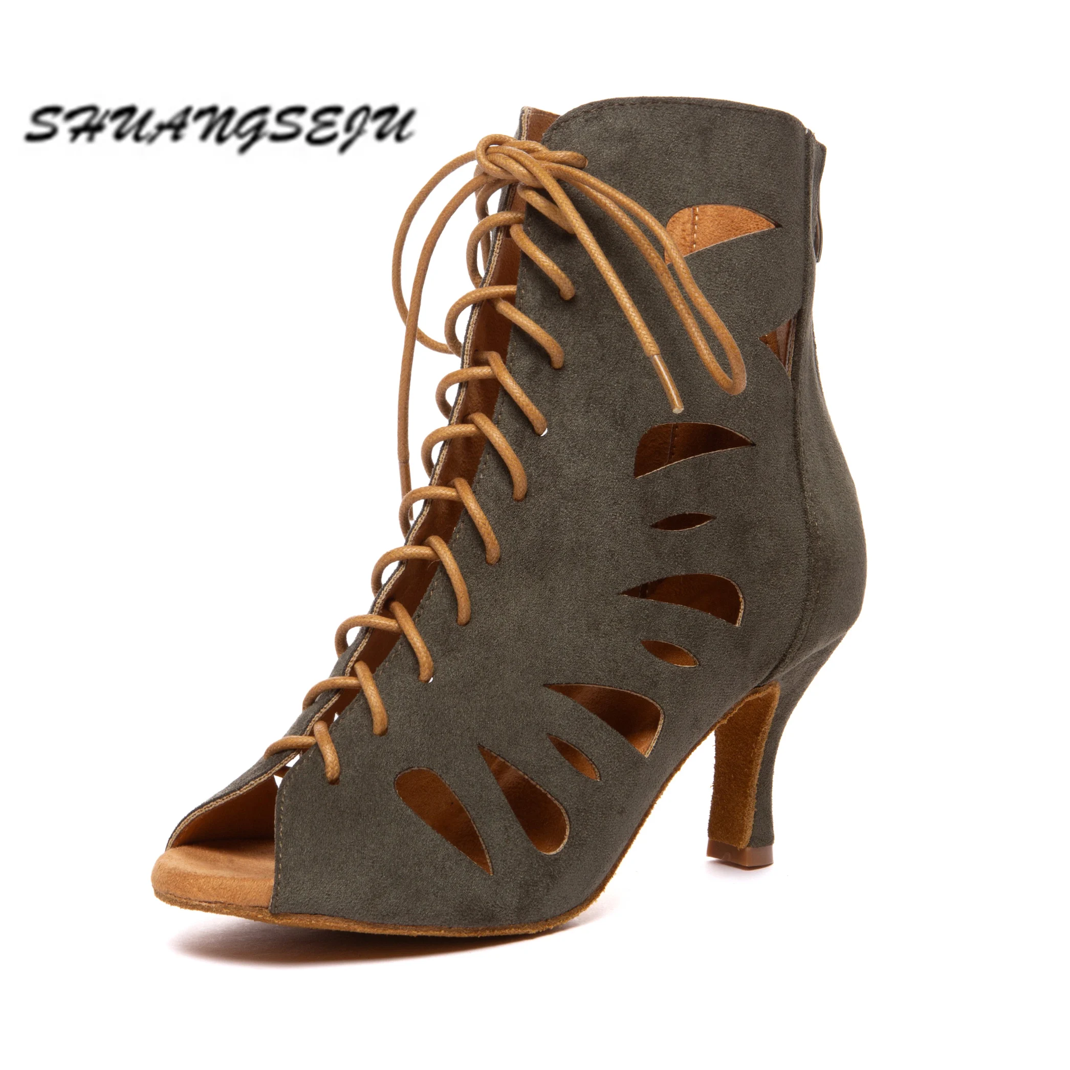 SHUANGSEJU/Новые зеленые профессиональные туфли для латинских танцев пикантные