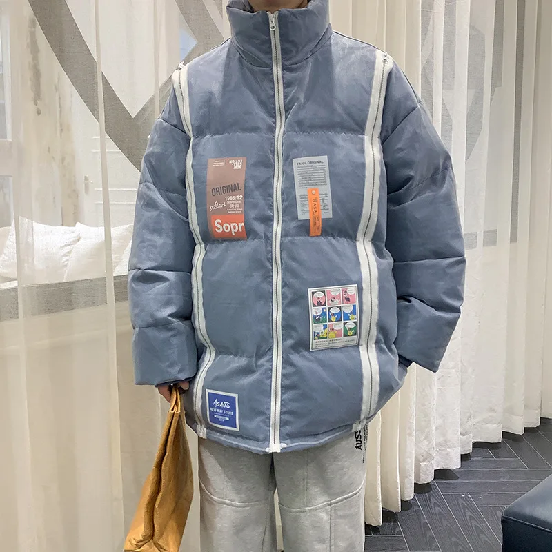 Winter New Men Padded Cotton Jacket Coat Oversized 4XL Outerwear Unisex Warm Quilted Parka Japanese Basic Puffer Jacket Men