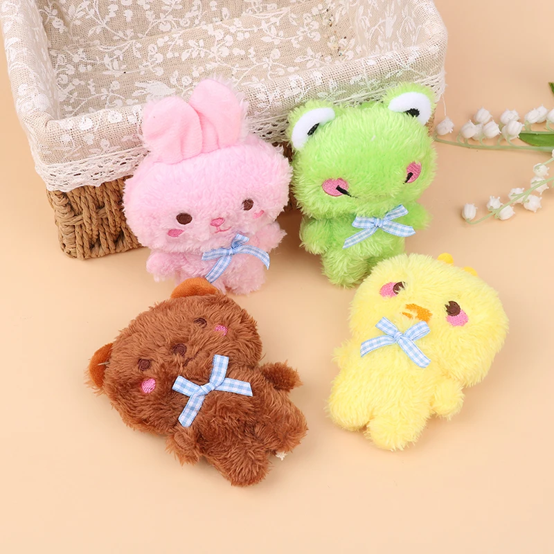 

10-12CM Cartoon Mini 4 Animal Little Bear Rabbit Frog Chicken Stuffed Plush Toy Plush Animal Keychain Decorate