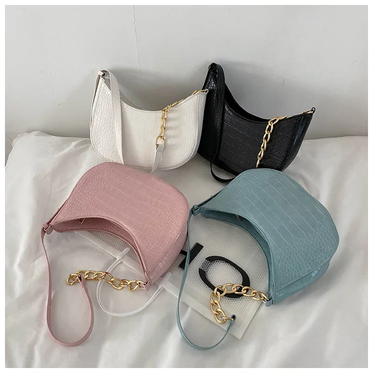 

2022 New Small Shoulder Simple Bag Solid Color Alligator Pattern Crossbody Bags For WomenRetro PU Leather Phone Ladies Handbags