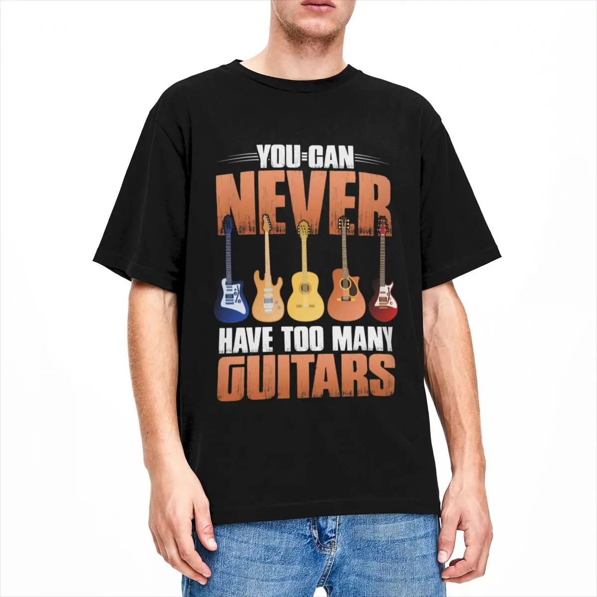 

You Can Never Have Too Many Guitars Music for Men Women T Shirt Guitar Player Vintage Tees Crewneck T-Shirts Pure Cotton